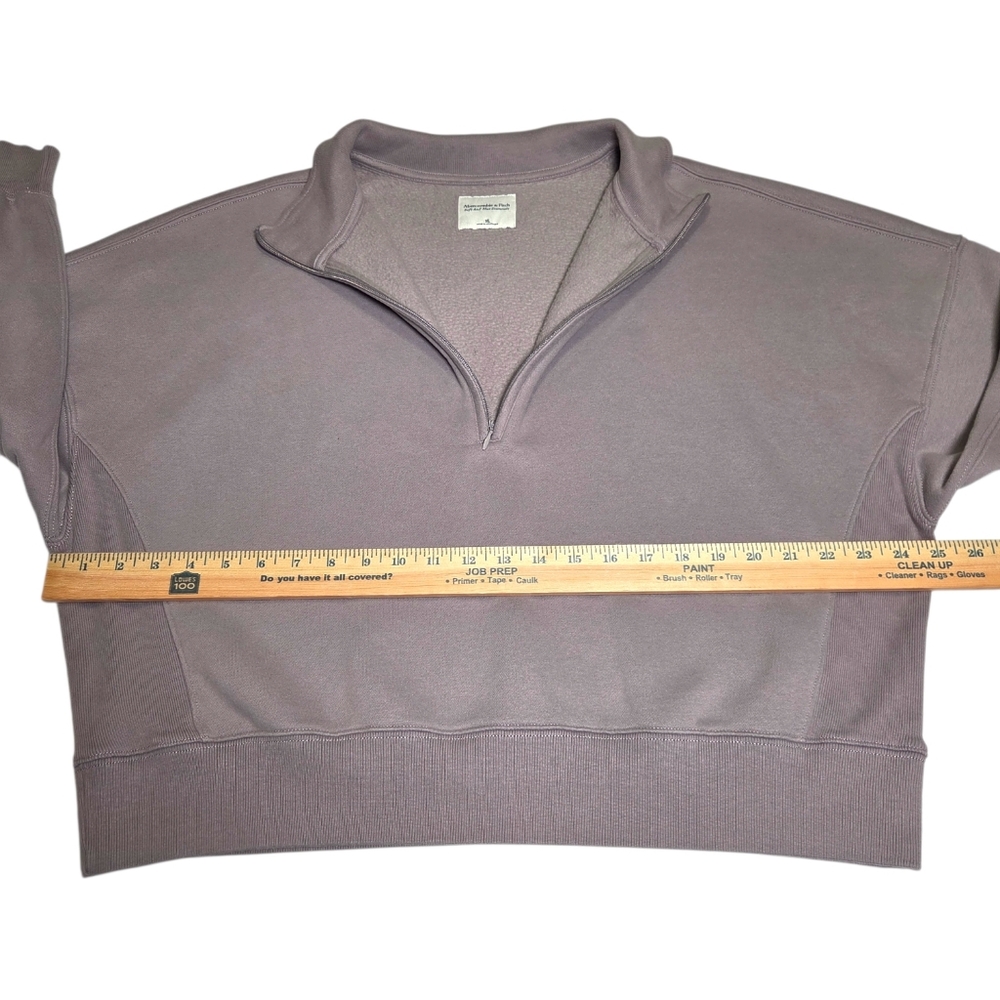 Abercrombie Sunday Half Zip Neutral Sweatshirt Taupe Gray Oversized A&F Max XL - Picture 8 of 13